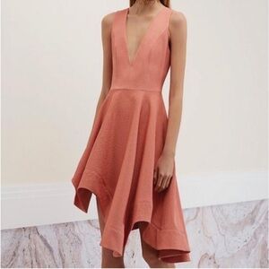 🧡Keepsake Label Women’s Coral Begin Again Asymmetrical Party Dress Dusty Coral M